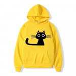 Naljakas musta kiisu kassi laiade silmadega print Pullover kapuuts s&uuml;gistalv unisex kapuuts, naiste kampsunid Unisex t&auml;navariided y2k r&otilde;ivad 2XL