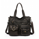 Naiste pehmest nahast kott Keskealine emakott Suure mahutavusega kandekott must/kuldne