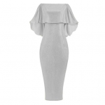 Ruffle sall Bandeau v&ouml;&ouml;koht pingul puusa&uuml;mbris &uuml;hev&auml;rviline naiste kleit Elegantne &otilde;lgadeta seljaosa l&otilde;hestatud &auml;&auml;ris Bodycon &otilde;htupikk kleit 3XL