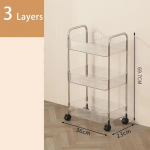 Mobiilne hoiuriiul ratastega mitmekihilise hoiuraamiga koduk&auml;ru suupistete kosmeetikatoodete jaoks. 2/3/4 astmega veerev k&auml;ru 3 Layers