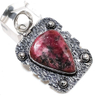 Natural Rhodonite Gemstone Handmade 925 Sterling Silver Pendant 2.05 k9z07