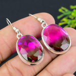 Natural Bi-Color Tourmaline Gemstone 925 Sterling Silver Earring 1.77 d4e04