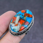 Natural Spiny Oyster Gemstone Handmade 925 Sterling Silver Ring Size 6.5 b9k66