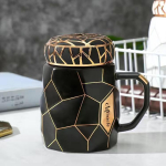 Nordic Style Simple Tracing Kuldkruus V&otilde;rgustik Keraamiline Veetass Kohvitass Piimatass Kaanega veetass valge