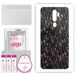 apgo Protective Skin Sticker for the back compatible with Oppo A5 (2020), Wrap Film, Foil, Vinyl - Pattern Carbon Black Pixel