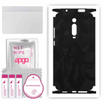 apgo Protective Skin Sticker for the back+sides compatible with Xiaomi Mi 9T Pro, Full Wrap Film, Foil, Vinyl - Pattern Black Camo