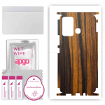 apgo Protective Skin Sticker for the back+sides compatible with Infinix Hot 12 Play, Full Wrap Film, Foil, Vinyl - Pattern Tigerwood