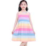 3-12 aastat Lapsed T&uuml;drukud Varrukateta P&otilde;lvepikkuses Kleit O-kaelusega Suvine P&auml;ikesekleit 100