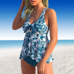 Naiste &otilde;lapaeltega ujumistrikoo Sinise lillemustriga prindiga bikiinid Tankini ujumistrikoo S sinine