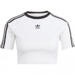 Adidas Originals Logotr&uuml;kiga Kontrastne Kolme Triibuga L&uuml;hikeste Varrukate L&otilde;ikega T-s&auml;rk Naistele Valge IP0662 L