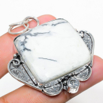 Natural Howlite Jasper Gemstone 925 Sterling Silver Gift Pendant 2.17 m5z08