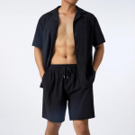 Summer sports short sleeve shorts suit cotton linen loose casual men's shirt suit S must