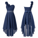 T&uuml;drukute &uuml;he &otilde;laga lilledega &scaron;ifoonist pulma pruutneitsi as&uuml;mmeetrilise &auml;&auml;rega kleit v&otilde;istlusballi ballikleit 15-16 Years tumesinine v&auml;rv