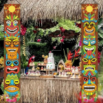 2 tk, Hawaii Luau peokaunistused, Tiki Totem ukseb&auml;nner Aloha Hawaii Luau Tropical Moana s&uuml;nnip&auml;evapeo kaunistuseks mitmev&auml;rviline