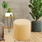 K&otilde;rge venivusega &uuml;mmargune ottomani kate elutoa hoiustamiseks, sobib istmele 9,84''-12,60'' tolli, jalatugi Beige Round Chair Cover