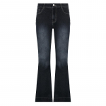 Y2K High Street Madala V&ouml;&ouml;kohaga Sinised Naiste P&uuml;ksid Bootcut Taskutega Jeans Streetwear Madala V&ouml;&ouml;kohaga Jeans Laiade S&auml;&auml;reosadega P&uuml;ksid L sinine