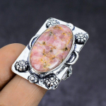 Rhodochrosite Gemstone 925 Sterling Silver gift Jewelry Ring Size 8 w4N95