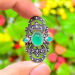 Green Onyx Gemstone Handmade 925 Sterling Silver Jewelry Ring Size 7 r2y73