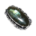 Natural Labradorite Gemstone 925 Sterling Silver Jewelry Ring Size 8 m4u87