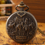 Retromoodne meeste kvartsist taskukell, vintage Western Cowboy Designi mustriga kaelakee ripatsiga taskukell, ideaalne valik kingitusteks meestele