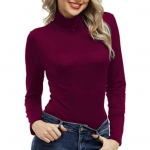 Naiste alumised &uuml;laosad, k&otilde;rge kraega, pikkade varrukatega Slim Fit pullover Topid &uuml;hev&auml;rvilised Kilpkaelusega pluus, igap&auml;evane kandmine XL valge