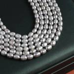 1 string s&uuml;nteetilised p&auml;rlid, B&ouml;&ouml;mi stiilis halli riisi kujuga helmed ehete tegemiseks j&otilde;ulukinkide tegemiseks, meisterdamine naiste kaelakee tarvikud, p&auml;rlid 36 cm 1String/5-6mm hall