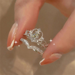 Suurep&auml;rane kroontsirkoonist s&uuml;damekujuline avatud reguleeritav s&otilde;rmus naistele, moeprintsess, pruudi kihlus, abielus&otilde;rmus, ehe kingitus OneSize