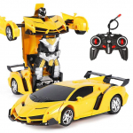Elektriline RC auto 2 in 1 Transformation Robotid Spordis&otilde;idukimudel Robotid Poisid M&auml;nguasjad Kaugjuhtimispult Lahedad RC deformatsiooniautod Lastele M&auml;nguasjad Kingitused kollane