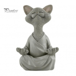 Mediteeriv kassi kujukeste vaigu Zen-kassiskulptuur Istu meditatsioonis kassi ornament jooga jaoks Elutuba Magamistoa Kontorikingitus kassis&otilde;brale hall