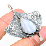 Natural Blue Lace Agate Gemstone 925 Sterling Silver Gift Pendant 2.56 w9l18