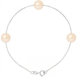 PERLINEA - K&auml;ev&otilde;ru - 3 ehtsat magevee kultiveeritud p&auml;rlit 7-8 mm naturaalne roosa - 925 sterling h&otilde;be - naiste ehted