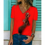 Orav T-s&auml;rgid Loomade 3D Prinditud Naiste l&uuml;hikeste varrukatega V-kaelusega T-s&auml;rk Y2k Harajuku T&auml;navar&otilde;ivad Suurem&otilde;&otilde;tmelised Naiste Topid T-s&auml;rgid Riietus S