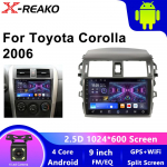 9-tolline autoraadio Toyota Corolla 2006-2013 2din Android12 Carplay Multimidia videopleieri Navi peaseadme jaoks 4 core 1GB+32GB carplay