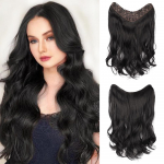 MISSQUEEN S&uuml;nteetiline pikk laineline t&auml;ispea poolparukas V-kujuline klamber paksude juuksepikendustega 5 klambriga naturaalne parukas naistele. 50cm