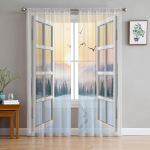 P&auml;ikeset&otilde;usu lume jalaj&auml;ljed t&uuml;llkardinad elutuppa magamistoa kaunistamiseks &scaron;ifoonist l&auml;bipaistev voole k&ouml;&ouml;gi aknakardinad 1 PCS W100XH250cm&Rod Pocket