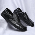 Moodsad Nahast Meeste Vabaajajalatsid slip-on mood K&auml;sit&ouml;&ouml; Kerged Meeste Mokassiinid v&auml;litingimustes Hingavad Mugavad K&otilde;ndimiseks S&otilde;itmiseks Jalan&otilde;ud 6.5 must