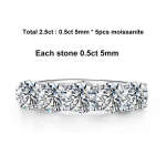 5 mm 6,5 mm t&auml;ismoissanite s&otilde;rmus naistele S925 Sterling Silver Eternity Sparkling Diamond Band Abielus&otilde;rmused Ehted GRA 5