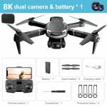 Uus V88 Drone 8K HD &uuml;he-/kahekaameraga professionaalne 5G Wifi takistuste v&auml;ltimine aerofotograafiaga optilise vooluga kokkupandav neljakopter RC 5000M Dual-8K-1B must