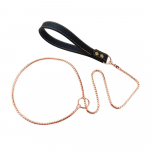 Integreeritud koerte libisemisketiga kaelarihm 304 roostevabast terasest koerte metallist &otilde;huklapi kaelarihm lemmikloomade treenimise jalutusrihm nahast k&auml;epidemega 100cm must