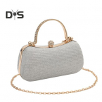 Naiste k&auml;ekott ketirihmaga Rhinestone'i vibu sisekujundusega &uuml;mbriku kujuga pandla, &otilde;htuse siduriga telefoni huulepulga parf&uuml;&uuml;mi hoidmiseks ballipidu helehall v&auml;rv