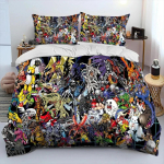 Anime Digimon Adventure Koletise Voodipesukomplekt Tekikate Voodikomplekt Tekikate Padjap&uuml;&uuml;r Tekk Kuninglik Suurus Queen Suurus Poistele T&auml;iskasvanutele AU King 240x210cm