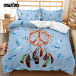 Unep&uuml;&uuml;dja Tekikott Sulg Lilla Unep&uuml;&uuml;dja Voodipesukomplekt Maagiline S&uuml;mbol Eksootiline Pol&uuml;ester Tekikott Kahekordne Queen King EU single(135x200cm)