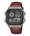 Casio Standardne digitaalse maailma aja nahast rihmaga kvarts AE-1200WHL-5AV 100M meeste k&auml;ekell