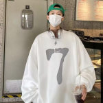 Tr&uuml;kitud s&uuml;gistalvine kampsun meeste kevad ja s&uuml;gis 2024 Korea uus &uuml;mmargune kaelus, vaba topp &scaron;ikk Hongkongi stiilis trendikas M must