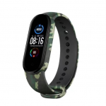 Camouflage & Transparent Printed Wristband Strap for Xiaomi Mi Band 7, 6, 5 M3/M4 roheline