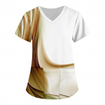 Naiste moeprindiga l&uuml;hikeste varrukatega V-kaelusmustriga topsid Taskuga t&ouml;&ouml; T-s&auml;rgid XL must