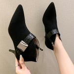 Naiste poolsaapad seemisnahast terava varbaga keskmise kontsaga seksikad kingad 2025. aasta trendi moepumbad Gooti talvedisainer Chelsea Botas De Mujer 35 pruun