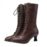 Vintage saapad L&uuml;hikesed saapad Paksud k&otilde;rge kontsaga keskmised saapad Naiste saapad 39 pruun