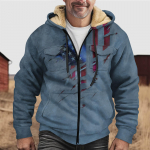 Meeste talvine t&otilde;mblukuga kapuutsiga fliisist kampsun Patch Pocket vabaaja jakiga S