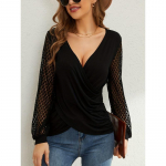 YYFS naiste moe vabaaja kevads&uuml;gisene &uuml;hev&auml;rvilise tr&uuml;kiga pikkade varrukatega V-kaelusega pluusid ja s&auml;rgid S